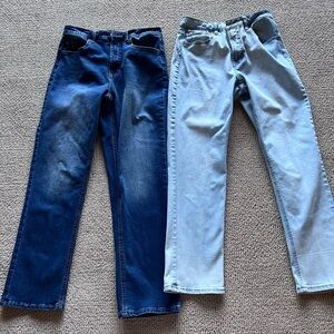 FRYE  two pair of Classic Straight-Leg Jeans in Dark and Light Blue.